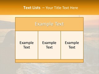 A Sunset Over The Ocean With A Cross On Top Of It PowerPoint Template