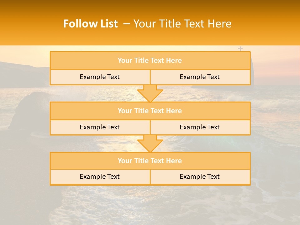 A Sunset Over The Ocean With A Cross On Top Of It PowerPoint Template