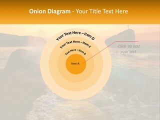 A Sunset Over The Ocean With A Cross On Top Of It PowerPoint Template