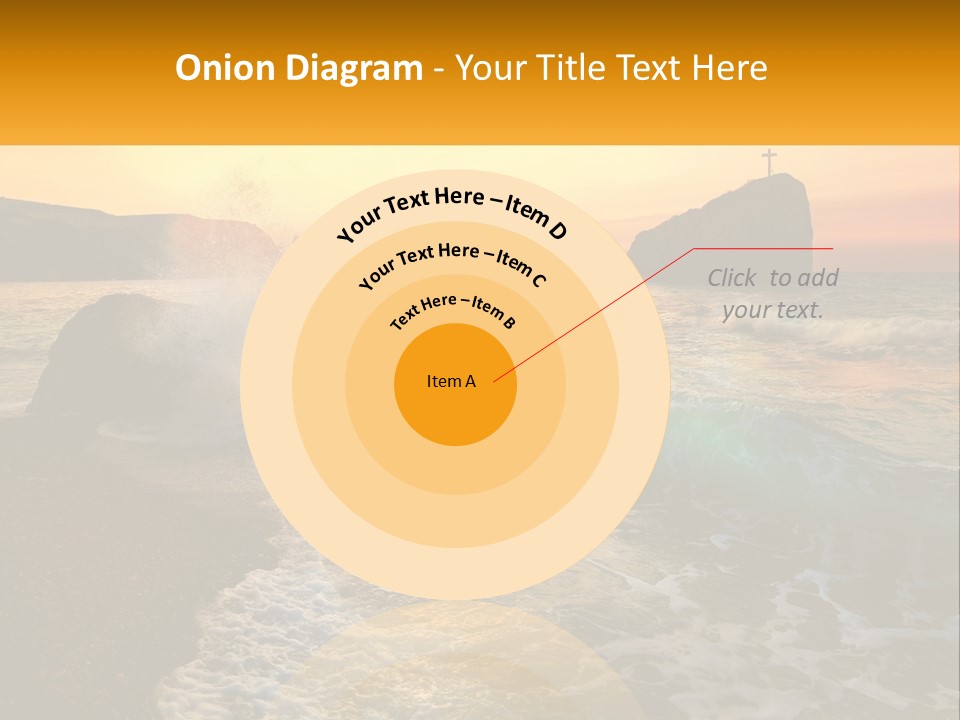 A Sunset Over The Ocean With A Cross On Top Of It PowerPoint Template