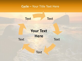 A Sunset Over The Ocean With A Cross On Top Of It PowerPoint Template