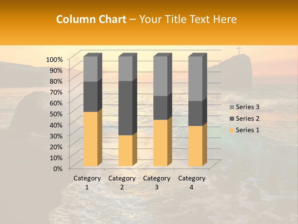 A Sunset Over The Ocean With A Cross On Top Of It PowerPoint Template