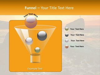 A Sunset Over The Ocean With A Cross On Top Of It PowerPoint Template