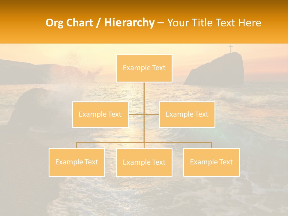 A Sunset Over The Ocean With A Cross On Top Of It PowerPoint Template