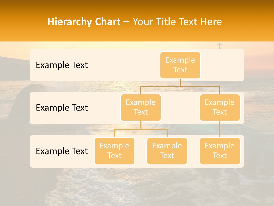 A Sunset Over The Ocean With A Cross On Top Of It PowerPoint Template