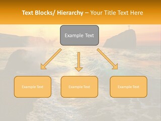 A Sunset Over The Ocean With A Cross On Top Of It PowerPoint Template