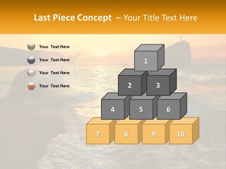 A Sunset Over The Ocean With A Cross On Top Of It PowerPoint Template