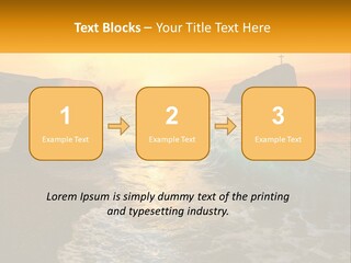 A Sunset Over The Ocean With A Cross On Top Of It PowerPoint Template