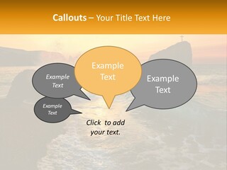 A Sunset Over The Ocean With A Cross On Top Of It PowerPoint Template