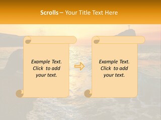 A Sunset Over The Ocean With A Cross On Top Of It PowerPoint Template