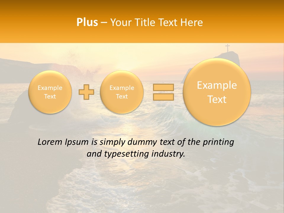 A Sunset Over The Ocean With A Cross On Top Of It PowerPoint Template