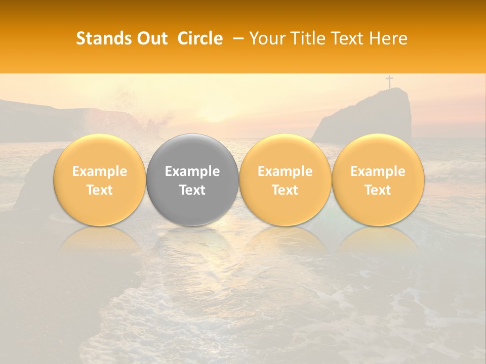 A Sunset Over The Ocean With A Cross On Top Of It PowerPoint Template