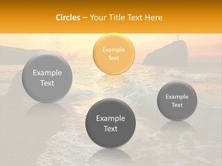 A Sunset Over The Ocean With A Cross On Top Of It PowerPoint Template