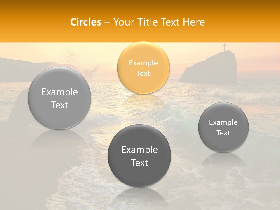 A Sunset Over The Ocean With A Cross On Top Of It PowerPoint Template