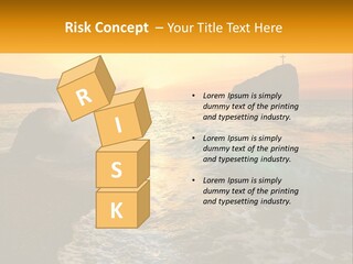 A Sunset Over The Ocean With A Cross On Top Of It PowerPoint Template