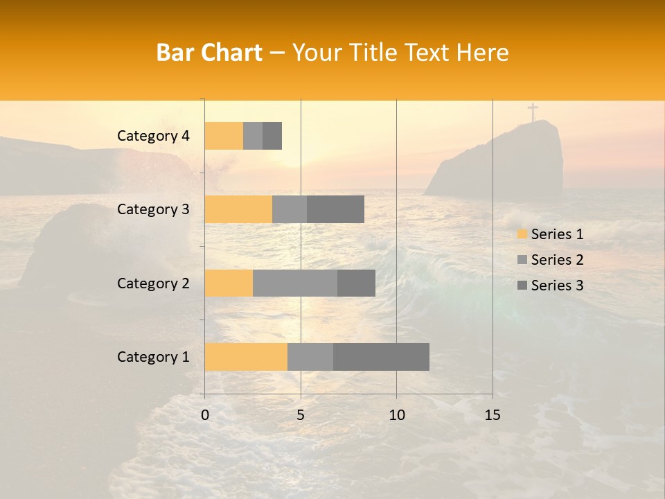 A Sunset Over The Ocean With A Cross On Top Of It PowerPoint Template