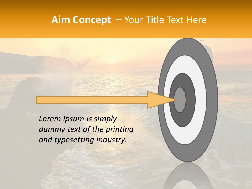 A Sunset Over The Ocean With A Cross On Top Of It PowerPoint Template