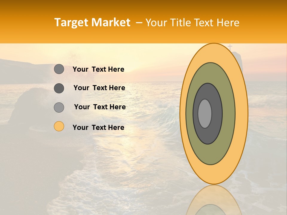 A Sunset Over The Ocean With A Cross On Top Of It PowerPoint Template