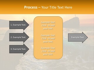 A Sunset Over The Ocean With A Cross On Top Of It PowerPoint Template