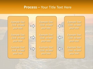 A Sunset Over The Ocean With A Cross On Top Of It PowerPoint Template