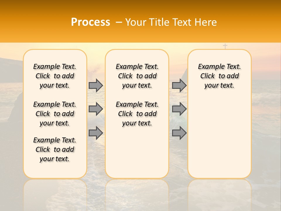 A Sunset Over The Ocean With A Cross On Top Of It PowerPoint Template
