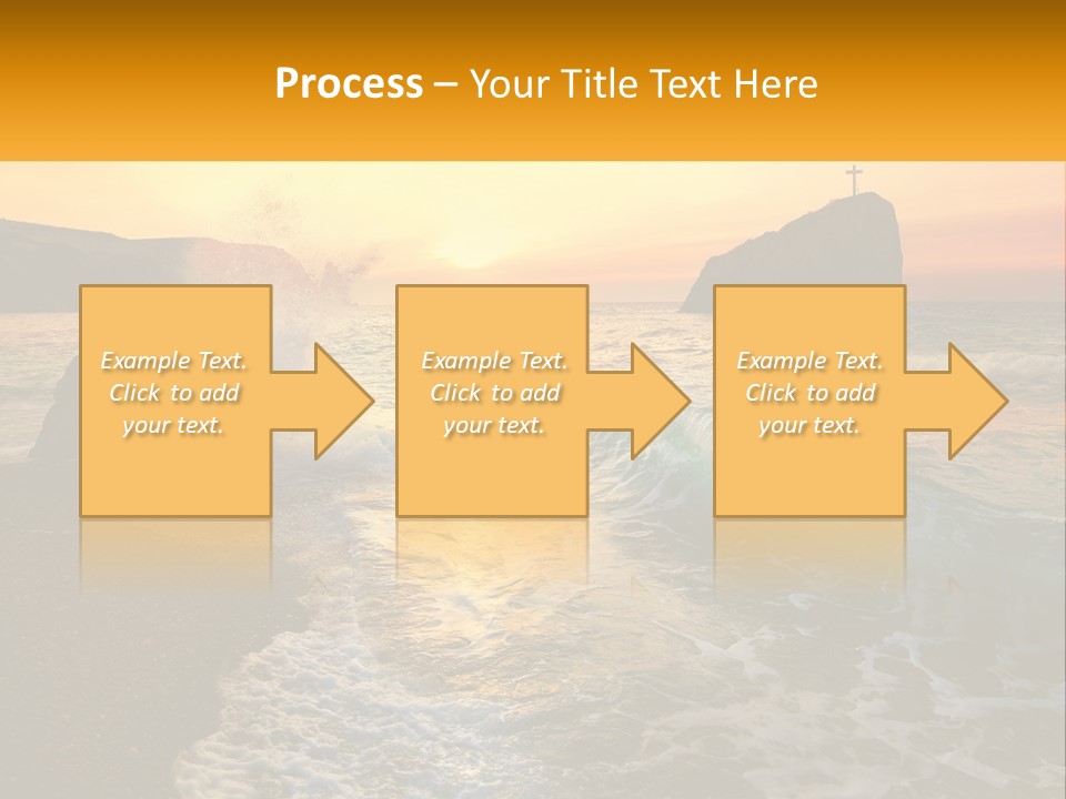 A Sunset Over The Ocean With A Cross On Top Of It PowerPoint Template