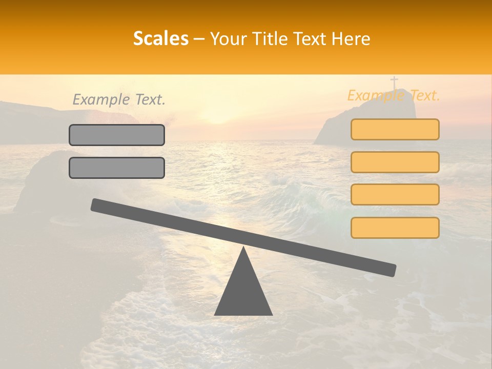 A Sunset Over The Ocean With A Cross On Top Of It PowerPoint Template