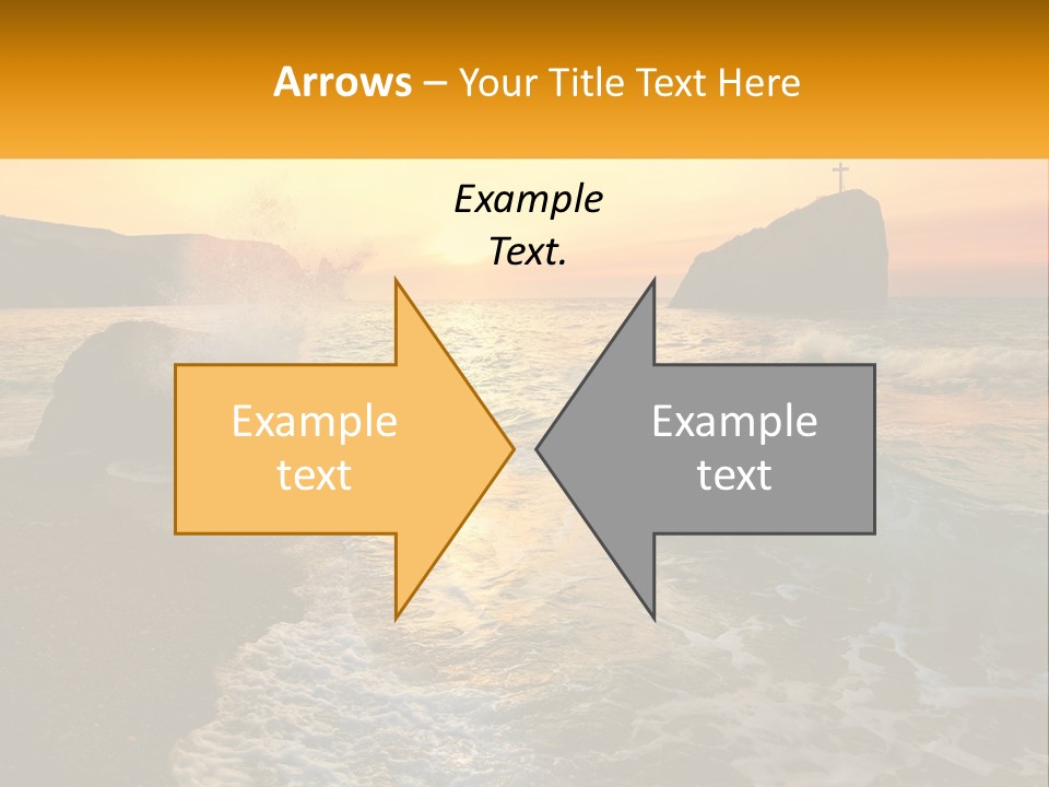 A Sunset Over The Ocean With A Cross On Top Of It PowerPoint Template