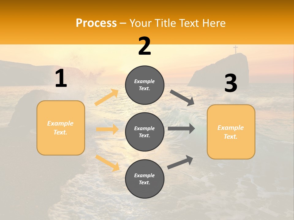 A Sunset Over The Ocean With A Cross On Top Of It PowerPoint Template