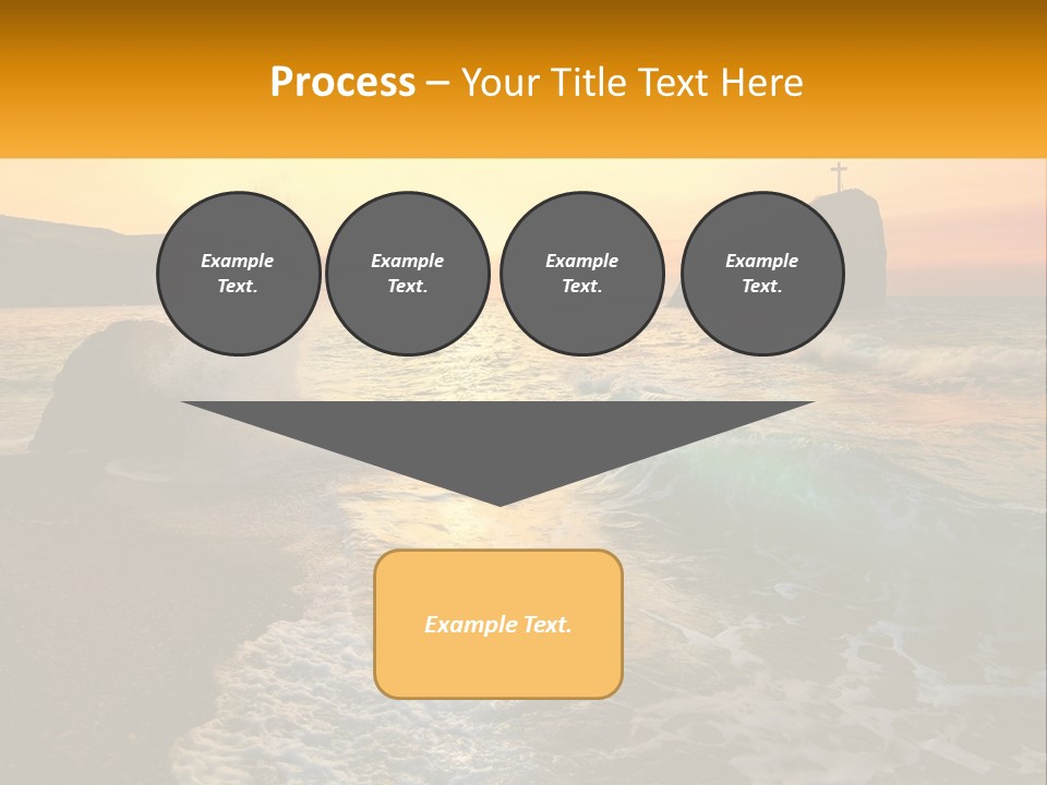 A Sunset Over The Ocean With A Cross On Top Of It PowerPoint Template