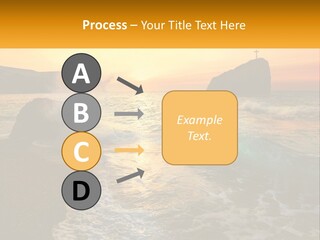 A Sunset Over The Ocean With A Cross On Top Of It PowerPoint Template