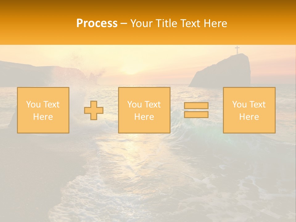A Sunset Over The Ocean With A Cross On Top Of It PowerPoint Template
