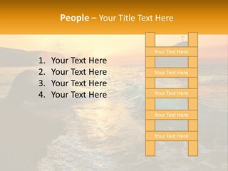 A Sunset Over The Ocean With A Cross On Top Of It PowerPoint Template