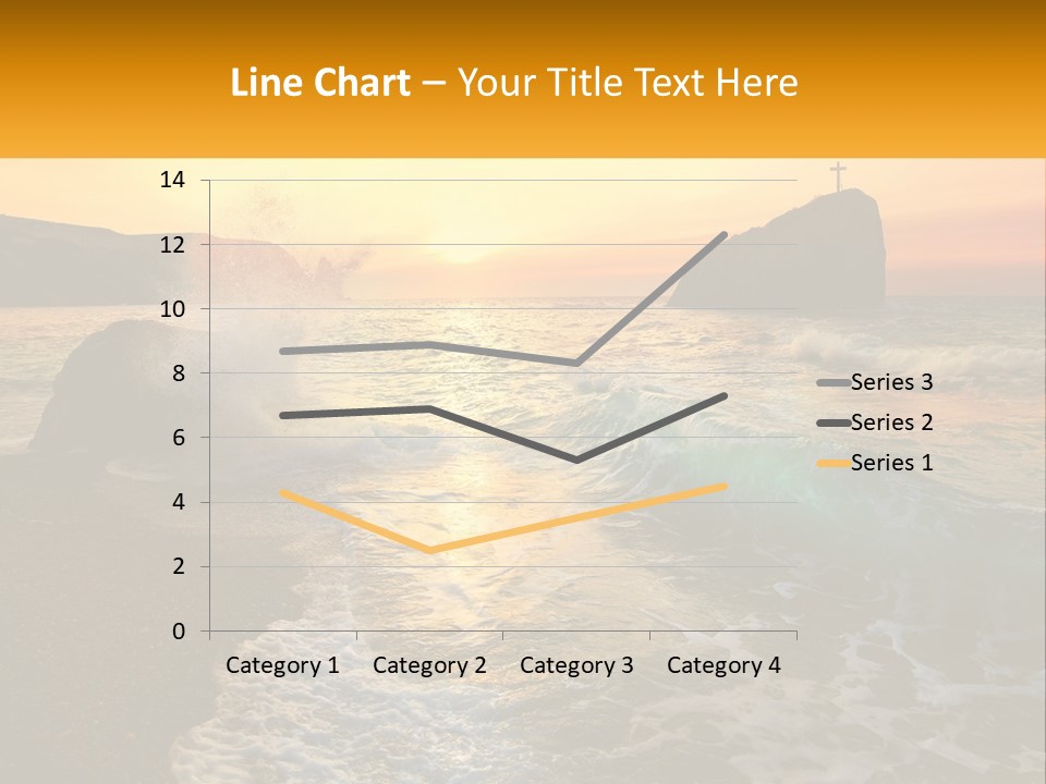 A Sunset Over The Ocean With A Cross On Top Of It PowerPoint Template