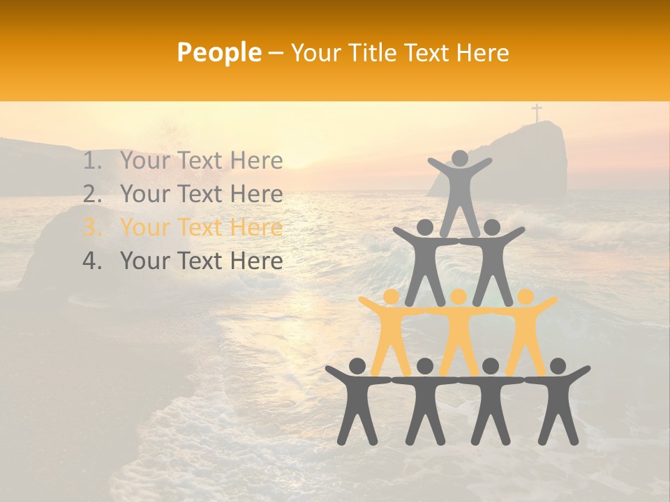 A Sunset Over The Ocean With A Cross On Top Of It PowerPoint Template