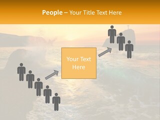 A Sunset Over The Ocean With A Cross On Top Of It PowerPoint Template