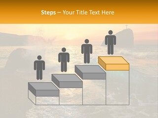 A Sunset Over The Ocean With A Cross On Top Of It PowerPoint Template