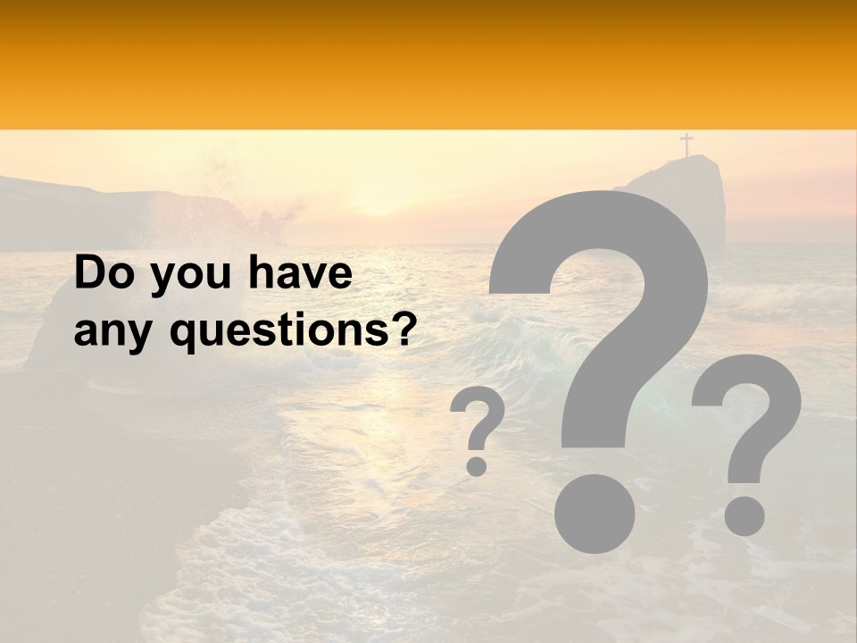 A Sunset Over The Ocean With A Cross On Top Of It PowerPoint Template