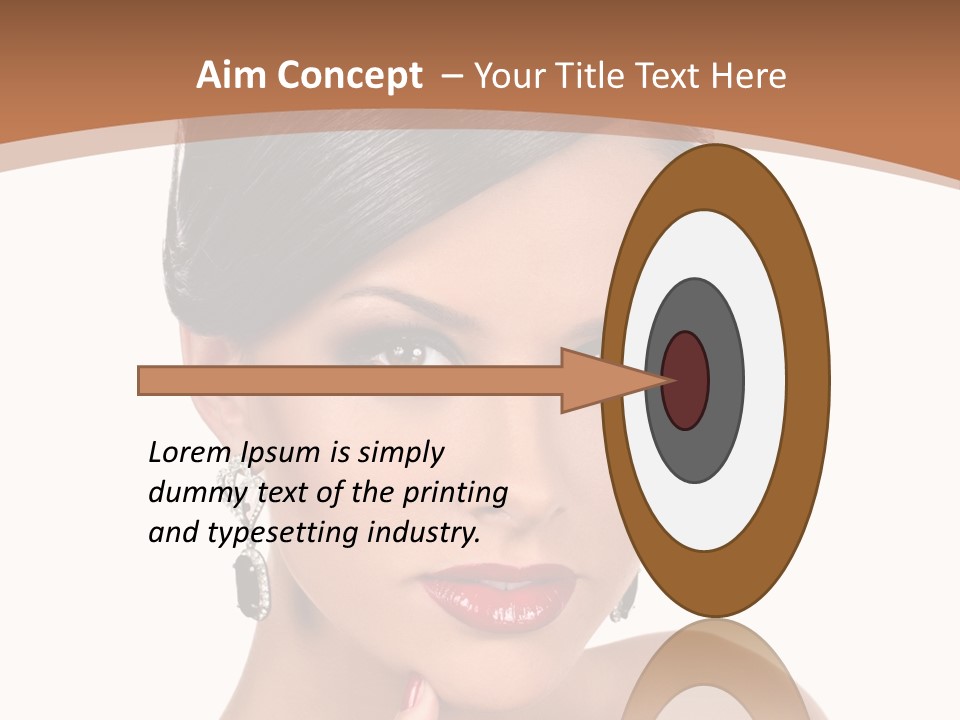 A Woman In A Red Dress Is Pointing At The Camera PowerPoint Template