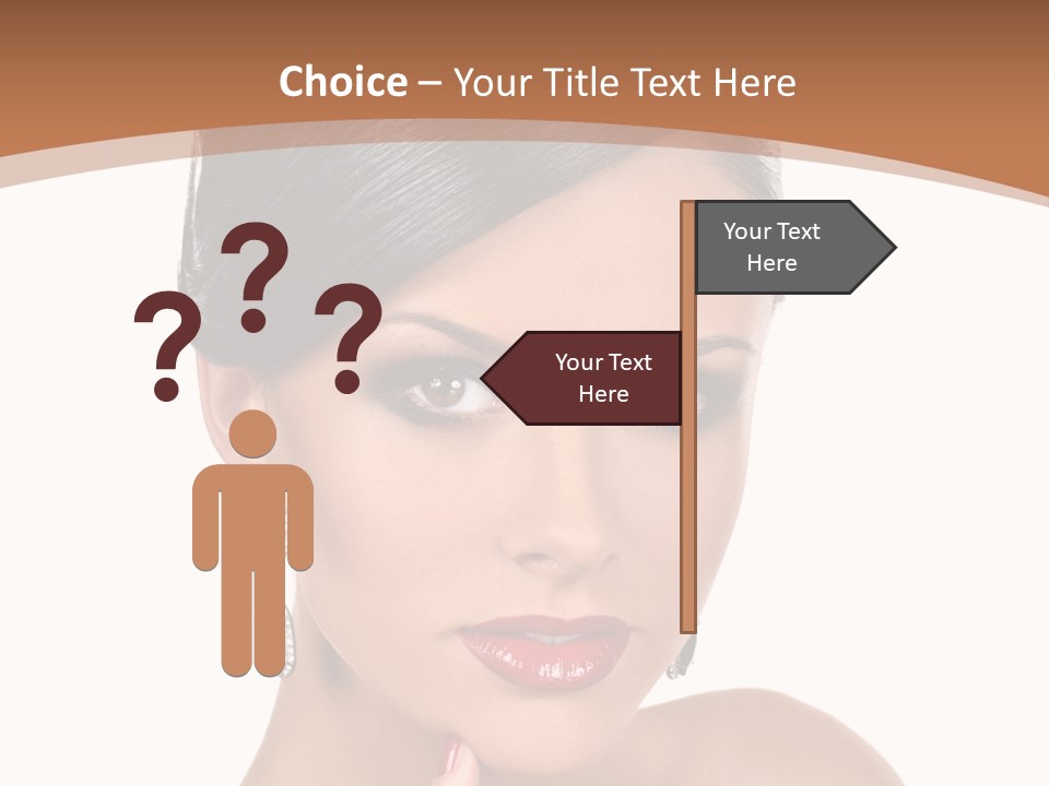 A Woman In A Red Dress Is Pointing At The Camera PowerPoint Template