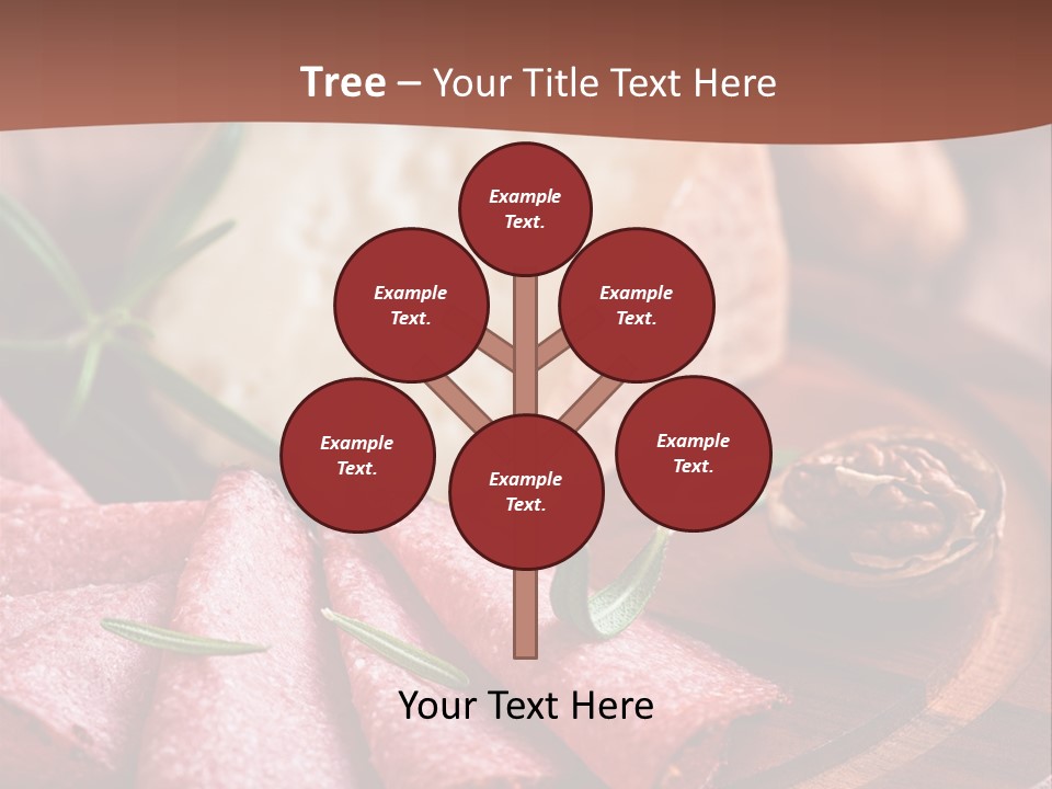 A Wooden Plate With Cheese And Nuts On It PowerPoint Template