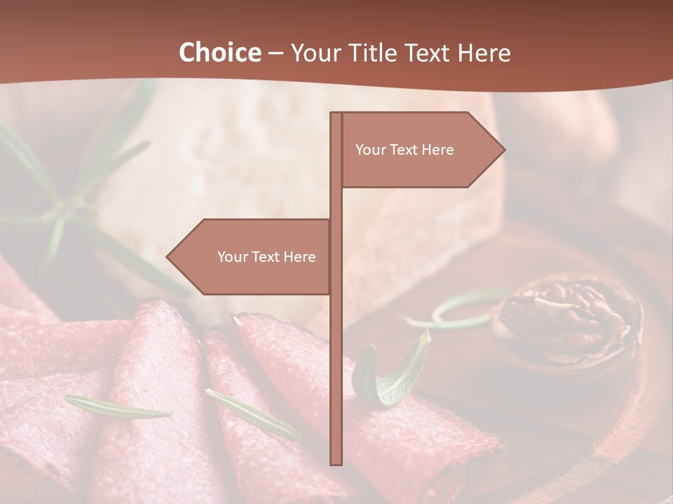 A Wooden Plate With Cheese And Nuts On It PowerPoint Template