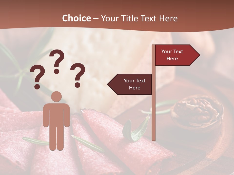 A Wooden Plate With Cheese And Nuts On It PowerPoint Template