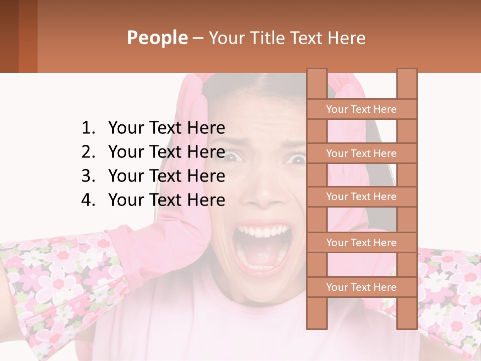 A Woman Holding Her Hands Up To Her Face PowerPoint Template