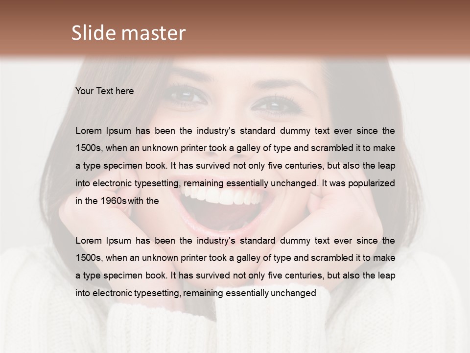 A Woman Smiling With Her Hands On Her Face PowerPoint Template