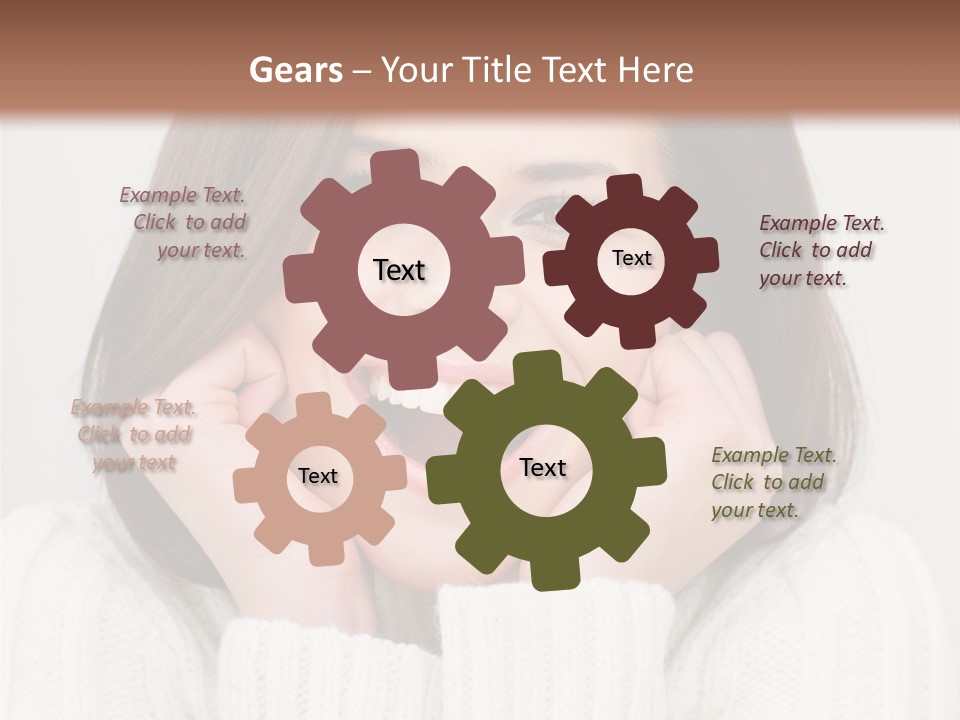 A Woman Smiling With Her Hands On Her Face PowerPoint Template