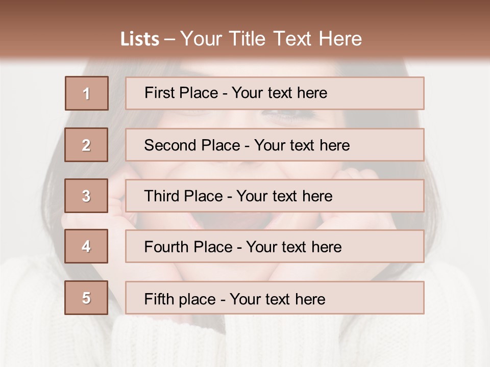 A Woman Smiling With Her Hands On Her Face PowerPoint Template