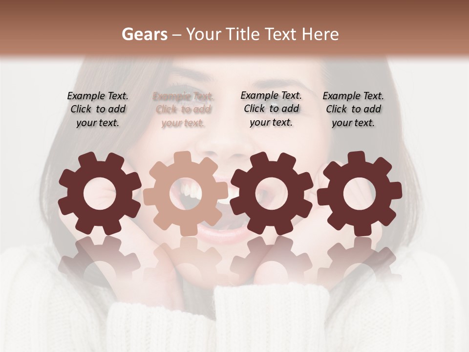 A Woman Smiling With Her Hands On Her Face PowerPoint Template