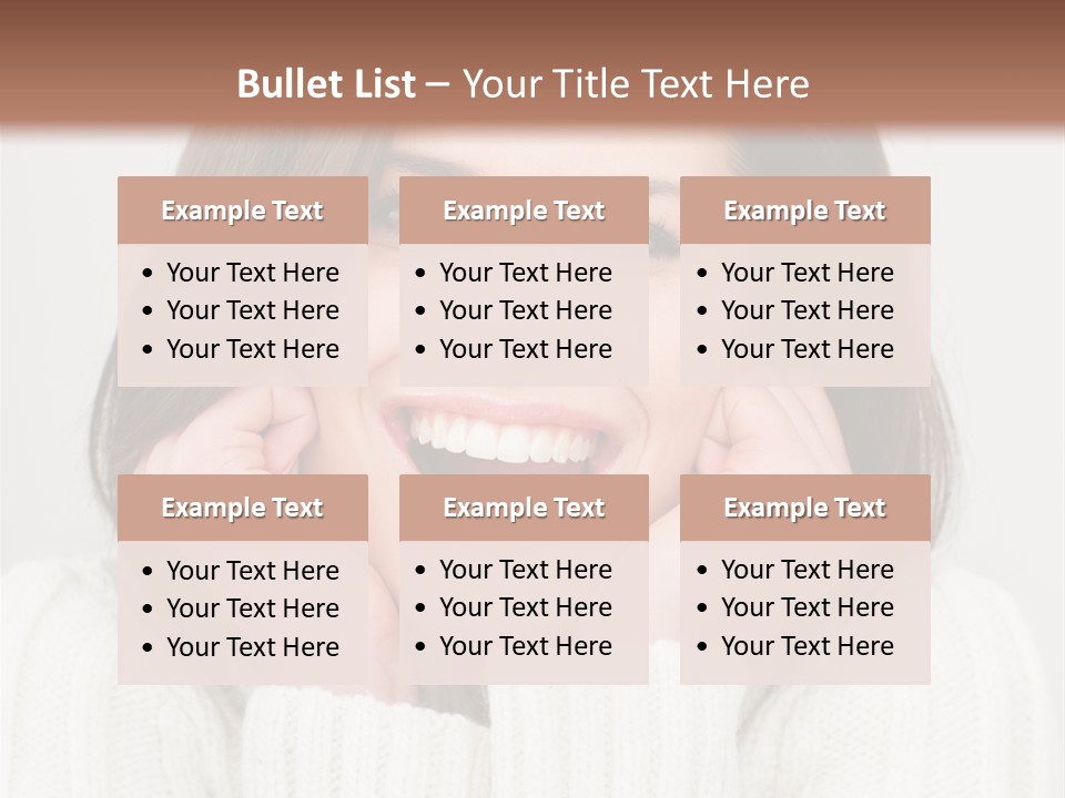 A Woman Smiling With Her Hands On Her Face PowerPoint Template