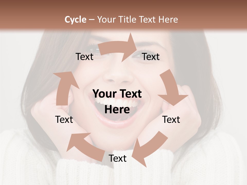 A Woman Smiling With Her Hands On Her Face PowerPoint Template